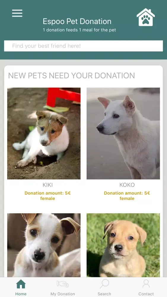 Pet Donation App Ekran Görüntüleri