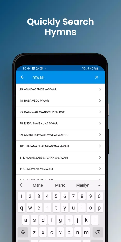 Tangkapan skrin Catholic Hymns (Zimbabwe)