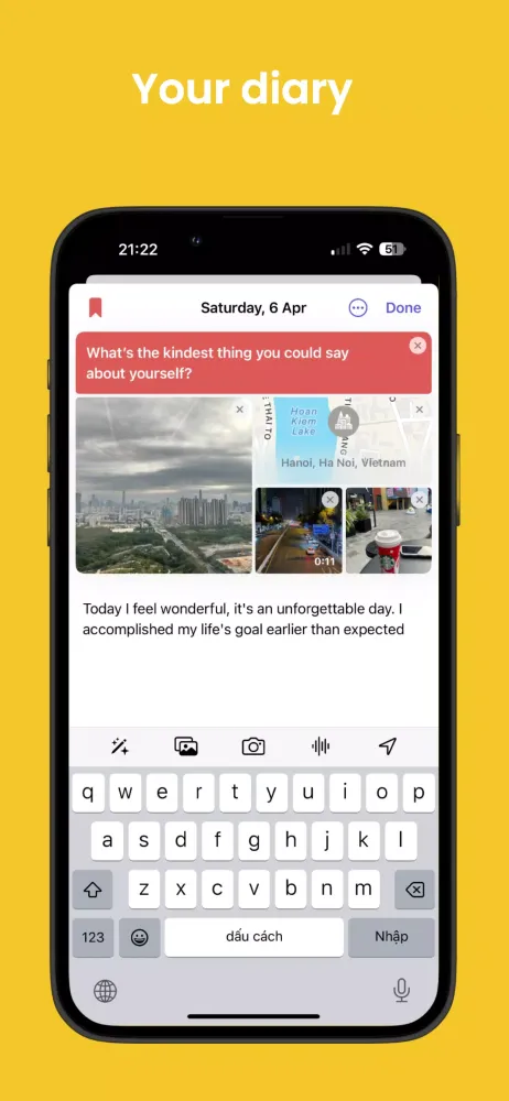 Diary OS 18, Journal Phone 16 Screenshots