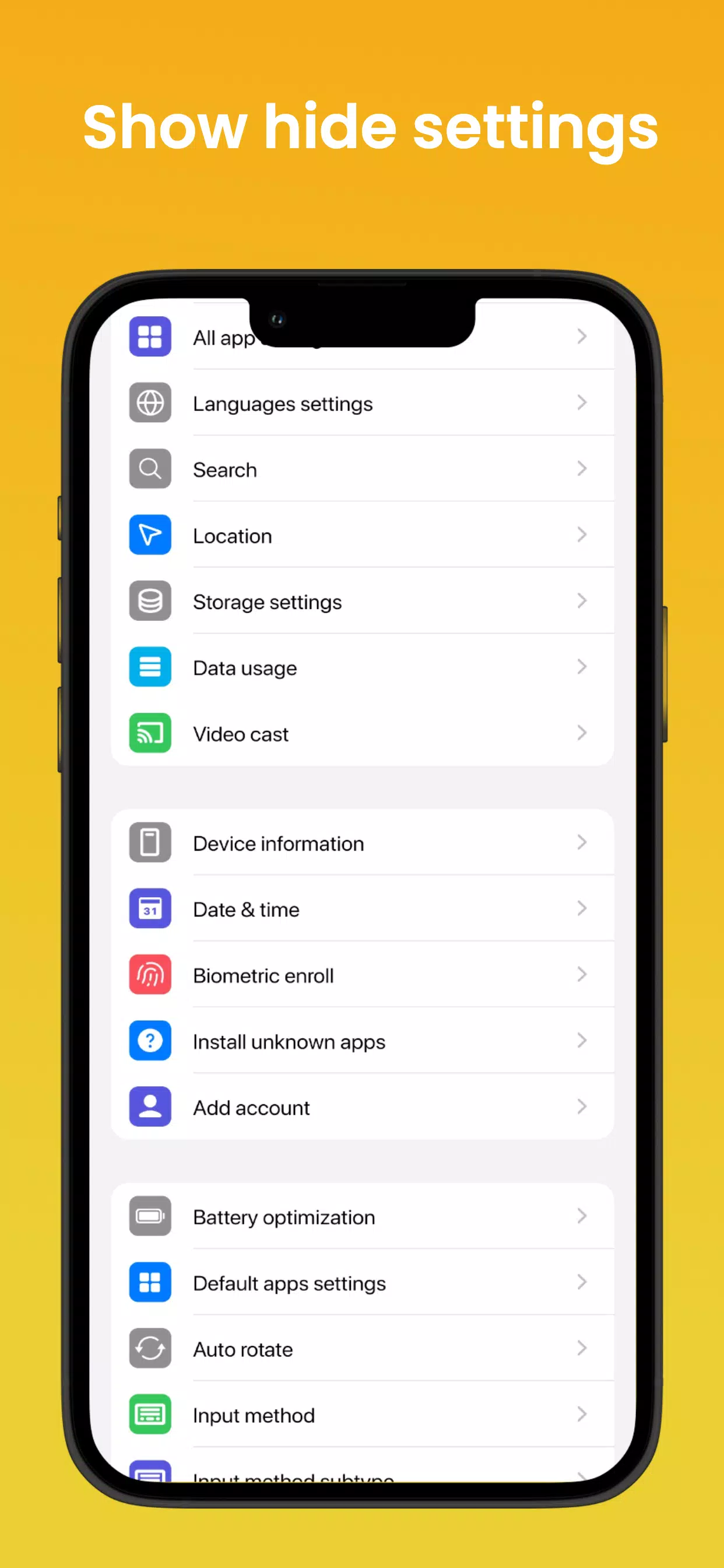 Phone16 Android Quick Settings Ekran Görüntüleri