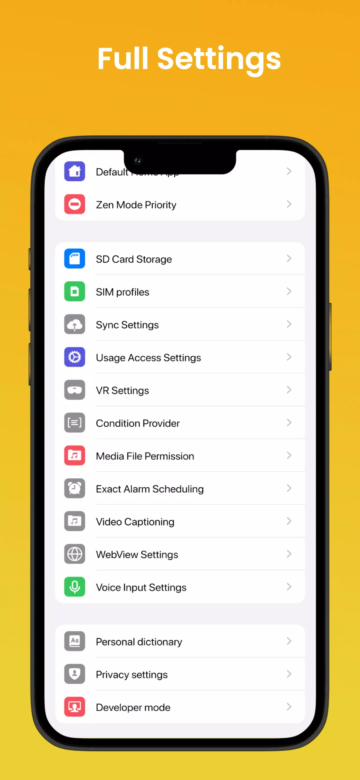 Phone16 Android Quick Settings Ekran Görüntüleri