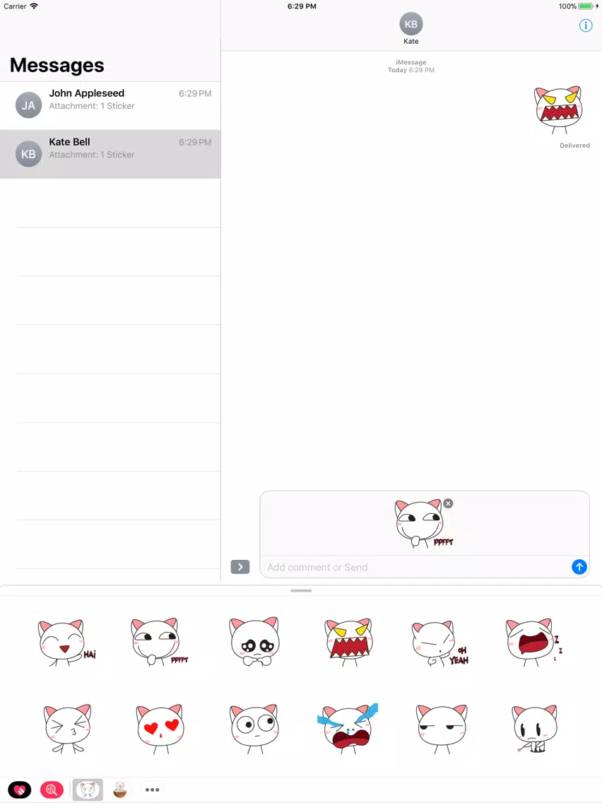 Tangkapan layar Droll Cat Cute Stickers Pack iPad 