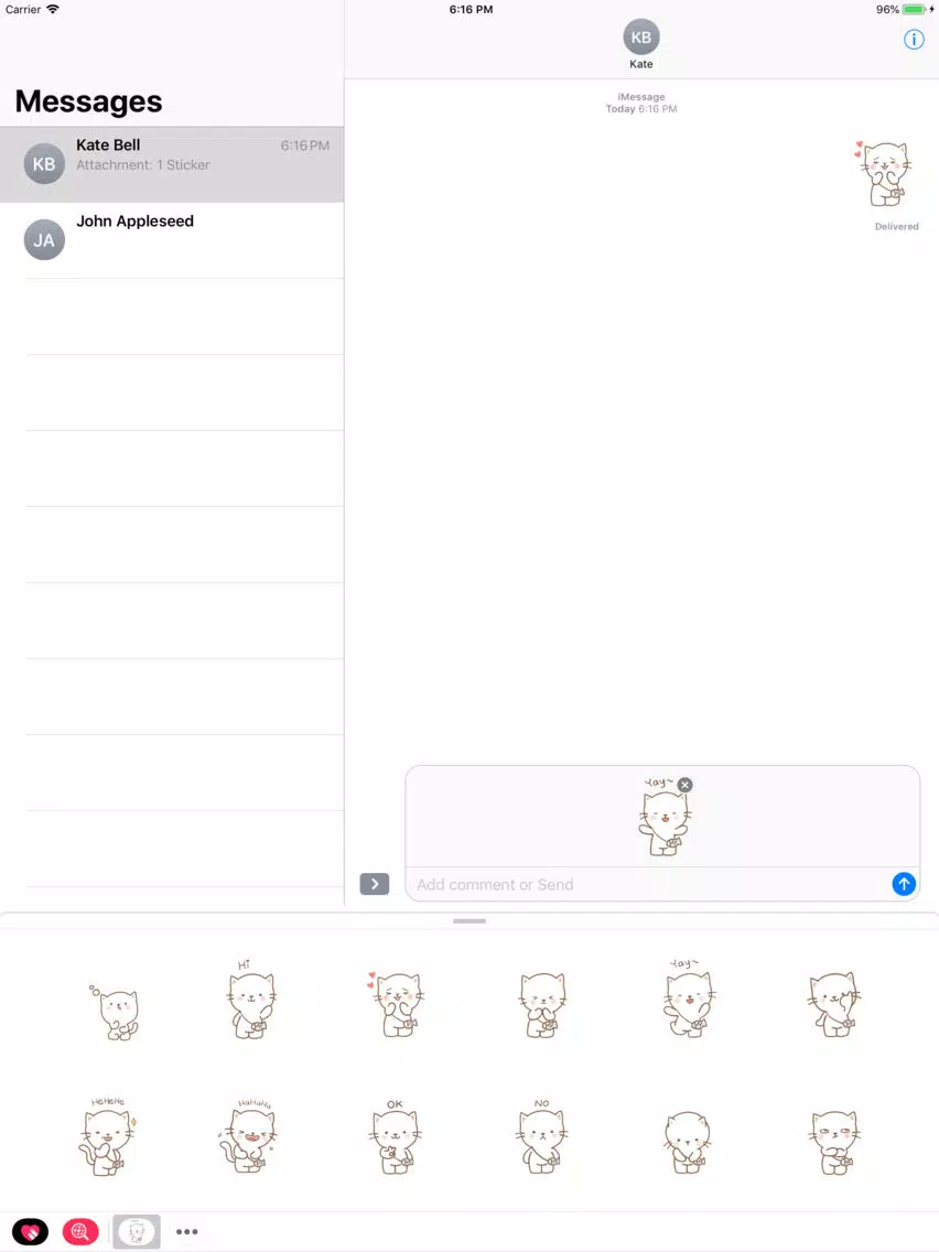 White Kitty Moving Emoji iPad  Screenshots