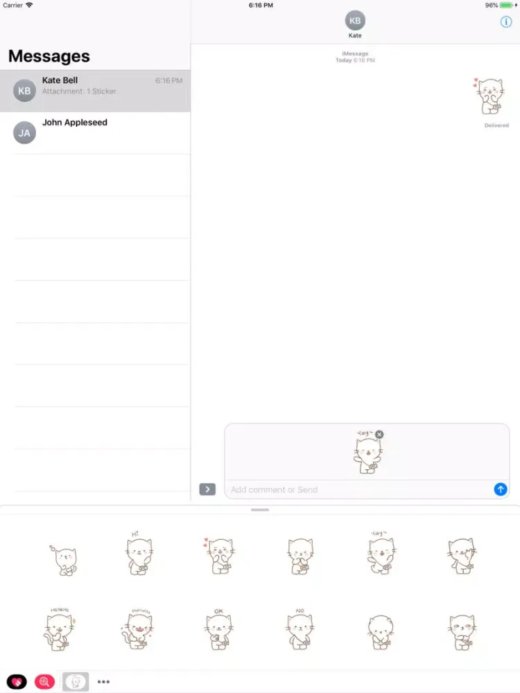 Capturas de pantalla de White Kitty Moving Emoji iPad 