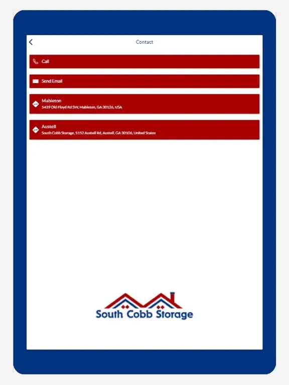 Capturas de tela do South Cobb Storage iPad 