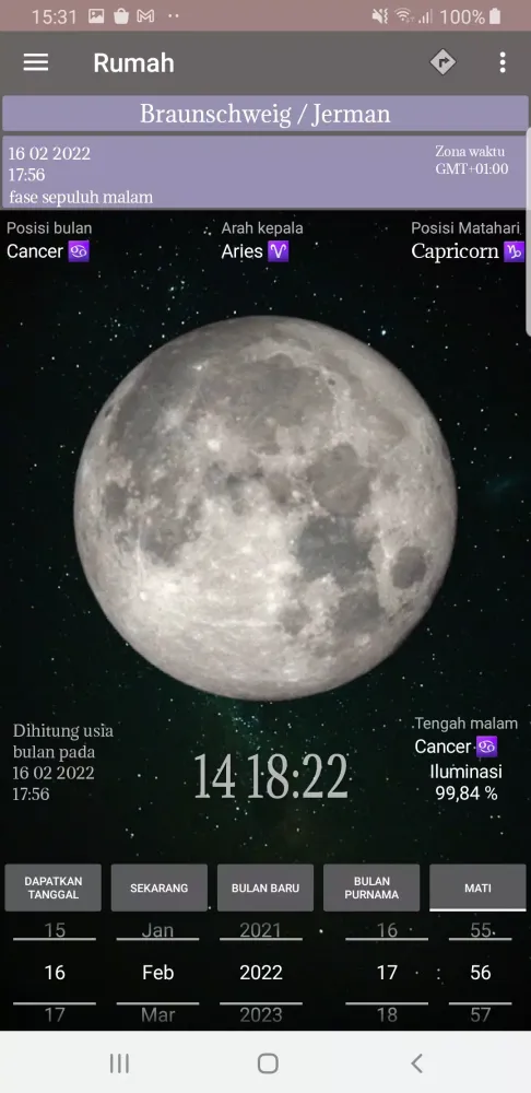 ภาพหน้าจอของ Lunisolar time