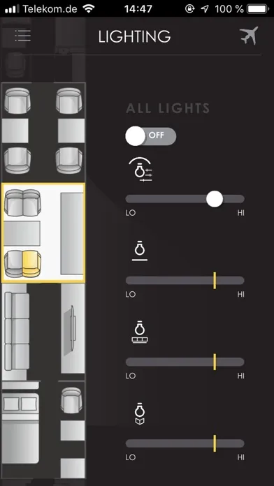 Global 7500 Cabin Control Screenshots