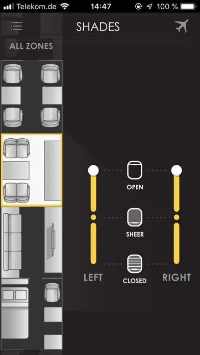 Global 7500 Cabin Control Screenshots