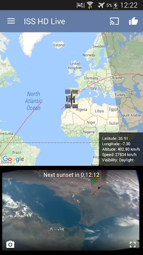 Ảnh chụp màn hình của ISS Live Now: View Earth Live