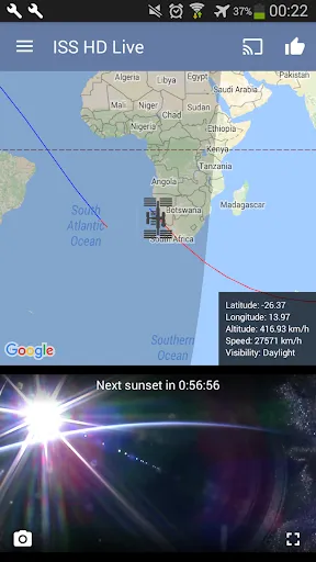 Ảnh chụp màn hình của ISS Live Now: View Earth Live