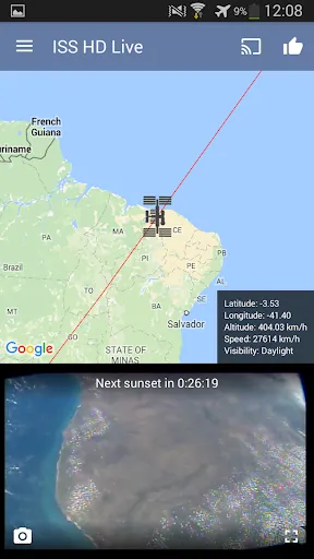 Ảnh chụp màn hình của ISS Live Now: View Earth Live