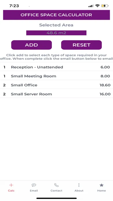 Office Space Calculator سکرین شاٹس
