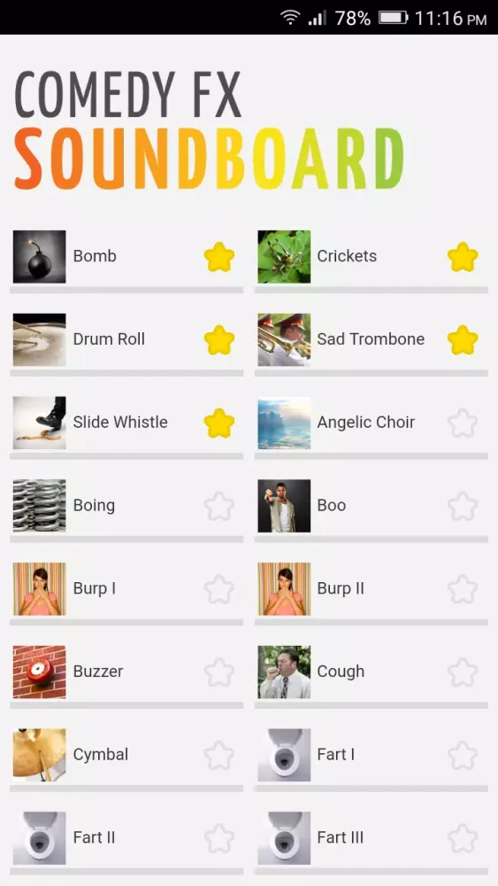 Capturas de tela do Comedy FX Soundboard
