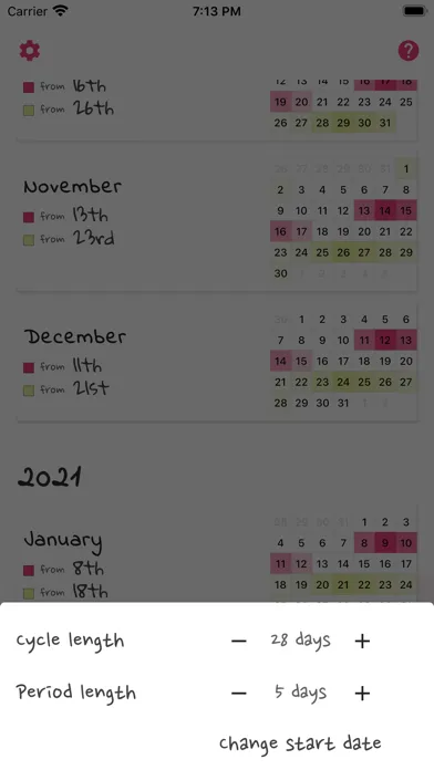 Zrzuty ekranu Simple Period Planner