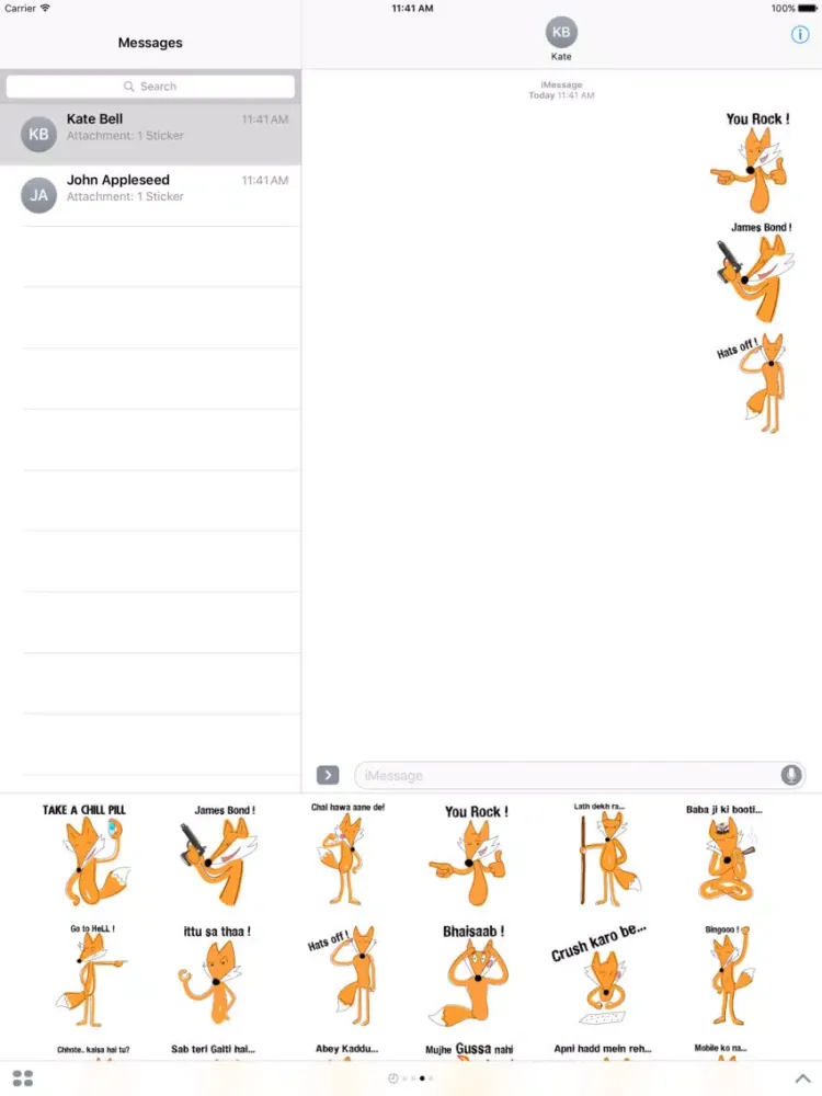 Zrzuty ekranu Fox Expressions friendship Indian desi stickers iPad 