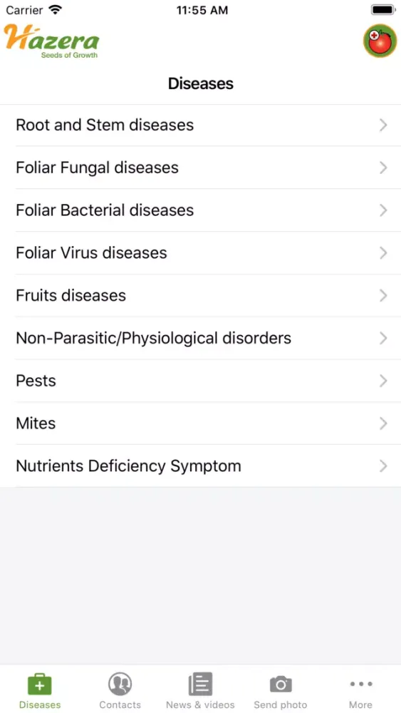 Ảnh chụp màn hình của Tomato diseases