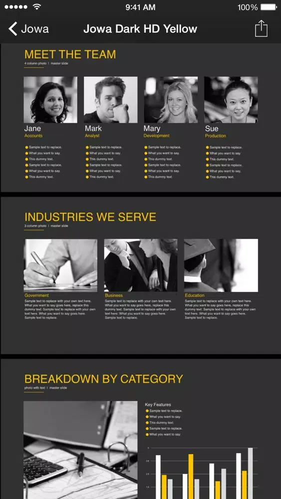 Capturas de tela do Jowa for Keynote (Templates)