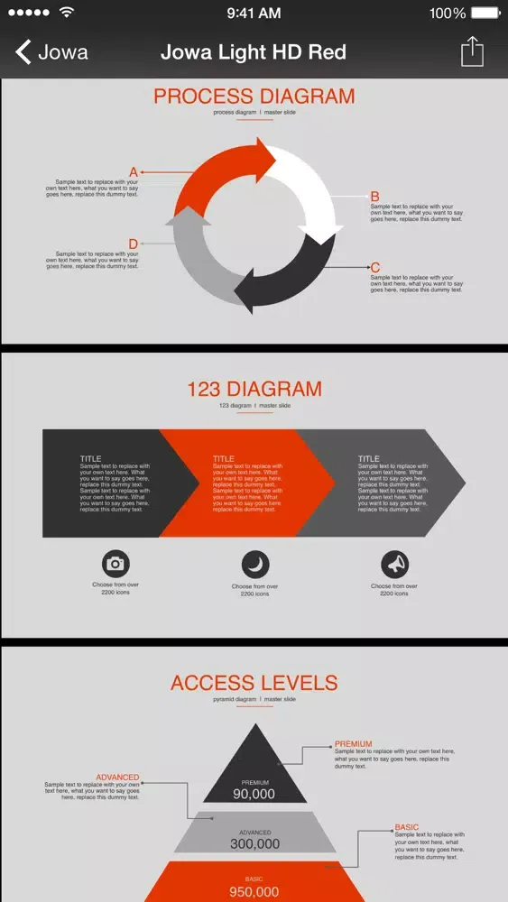 Capturas de tela do Jowa for Keynote (Templates)