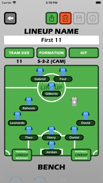 Football Lineup Manager Screenshots