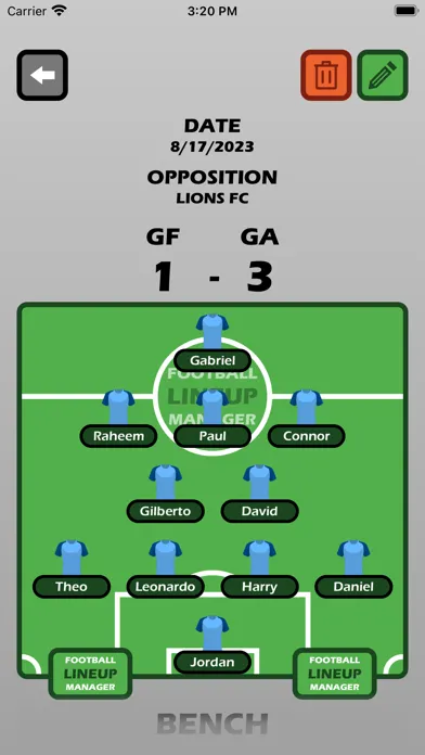 Football Lineup Manager Screenshots