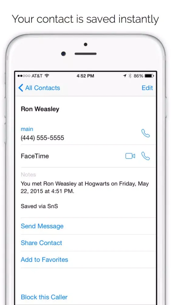 SnS - Save & Send Contact Information Faster Screenshots