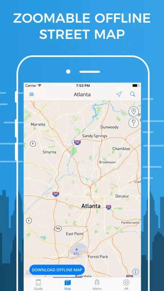 Atlanta Travel Guide with Offline Street Map應用截圖