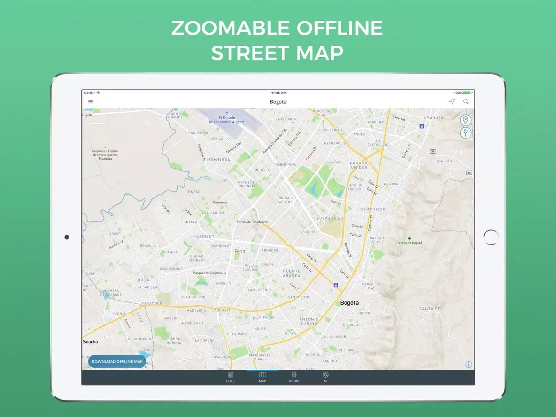 Capturas de tela do Bogota Travel Guide with Offline Street Map iPad 