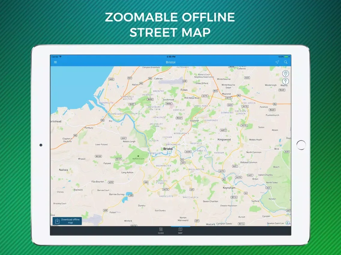 Bristol Travel Guide with Offline Street Map iPad  스크린샷