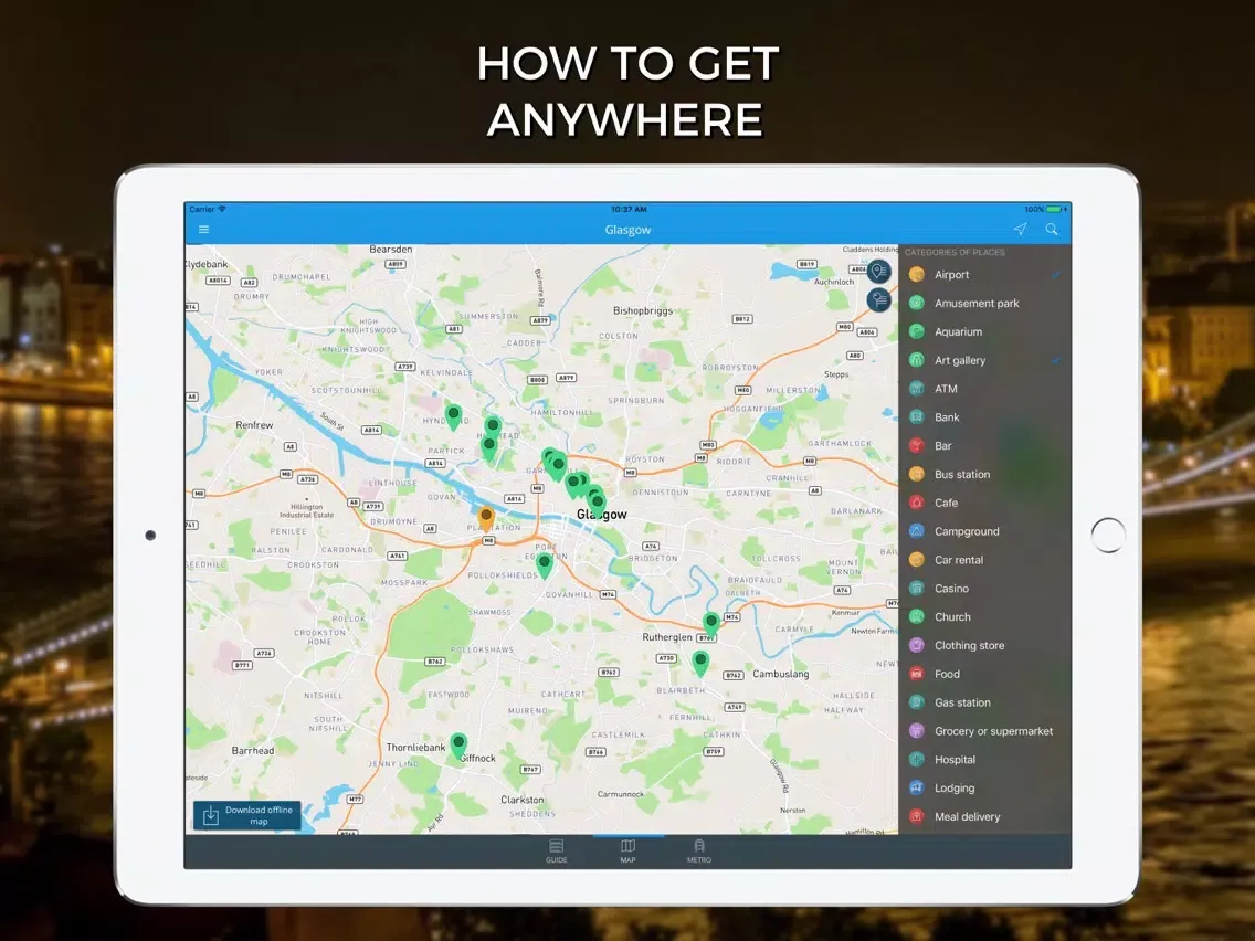 Capturas de tela do Glasgow Travel Guide with Offline Street Map iPad 