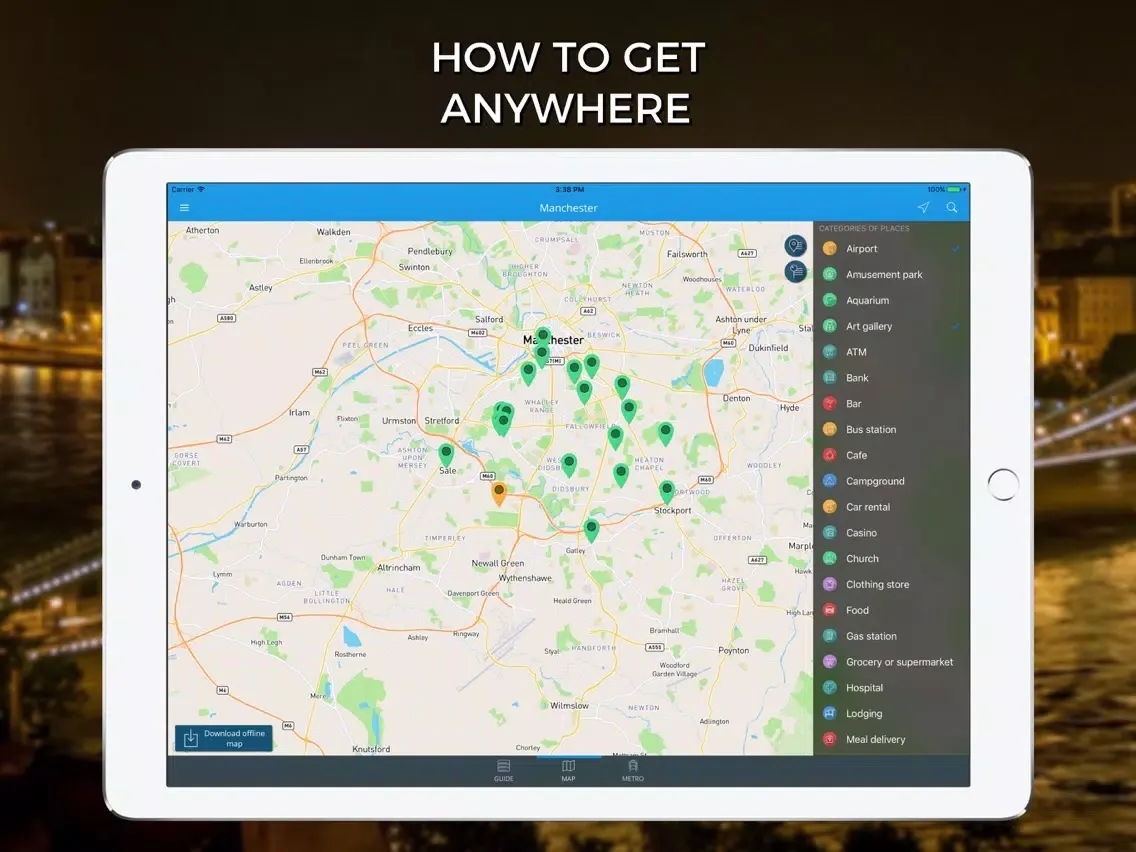 Manchester Travel Guide with Offline Street Map iPad  سکرین شاٹس