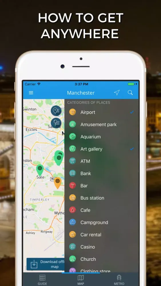 Manchester Travel Guide with Offline Street Map سکرین شاٹس