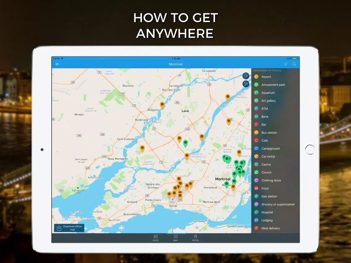 Capturas de tela do Montreal Travel Guide with Offline Street Map iPad 