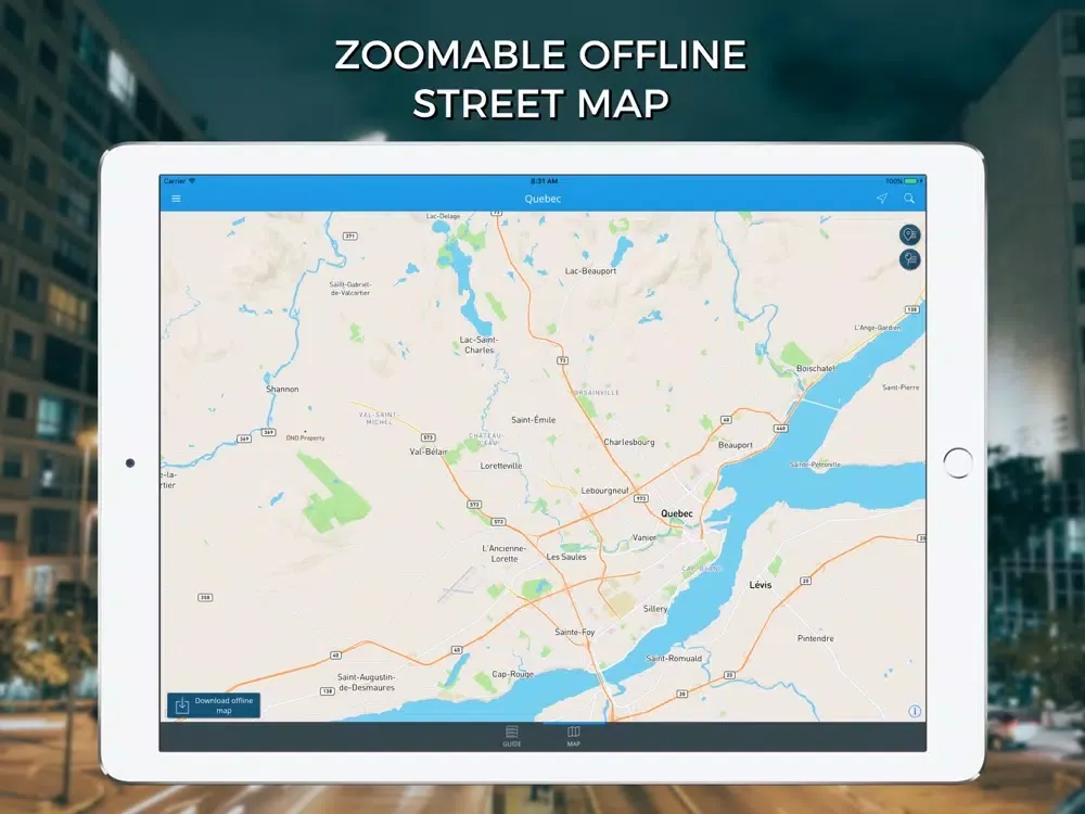 Quebec Travel Guide with Offline Street Map iPad 应用截图
