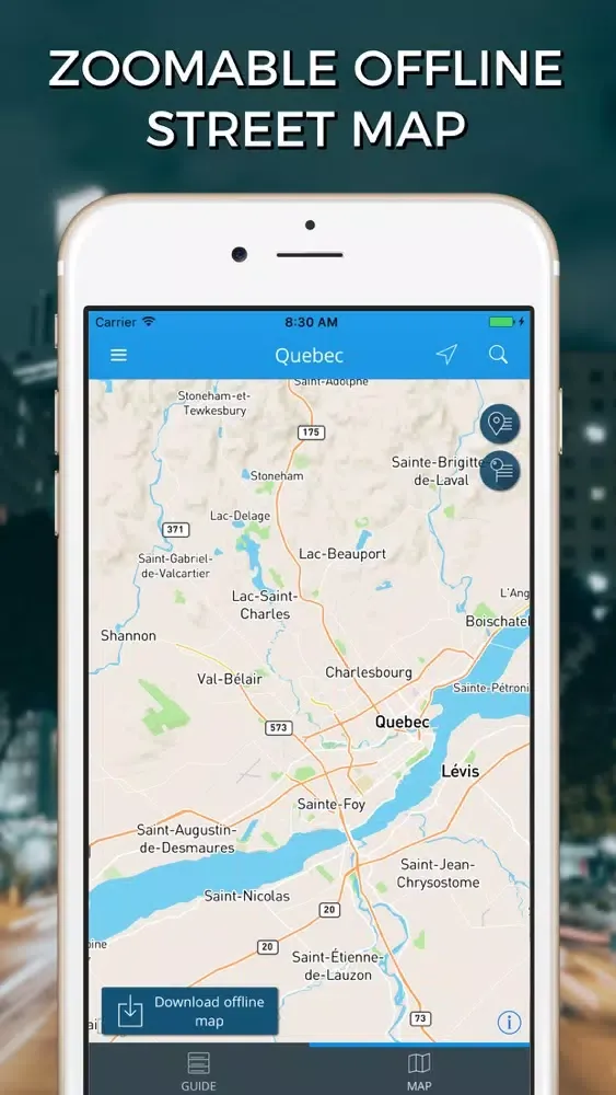 Quebec Travel Guide with Offline Street Map应用截图