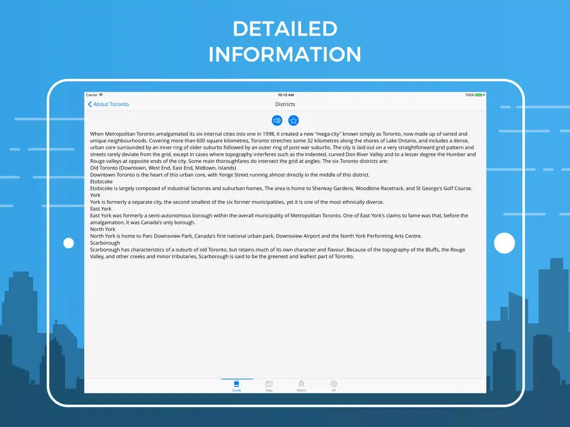 Zrzuty ekranu Toronto Travel Guide with Offline Street Map iPad 