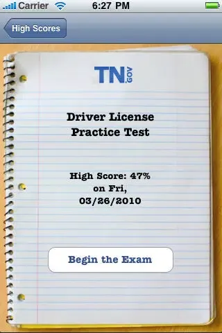Tennessee Driver License Practice Test スクリーンショット