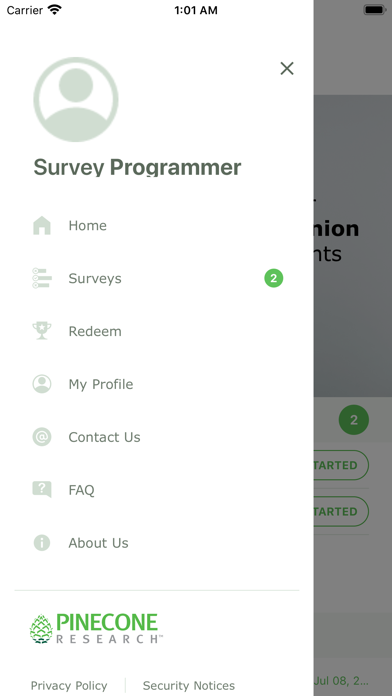 ภาพหน้าจอของ Pinecone Mobile App