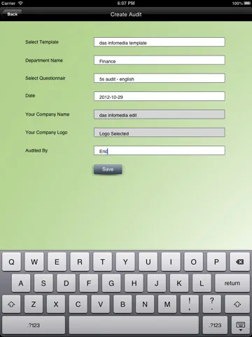Tangkapan layar 5s audit app on cloud iPad 