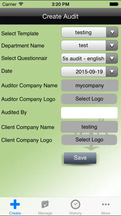 Tangkapan layar 5s audit app on cloud