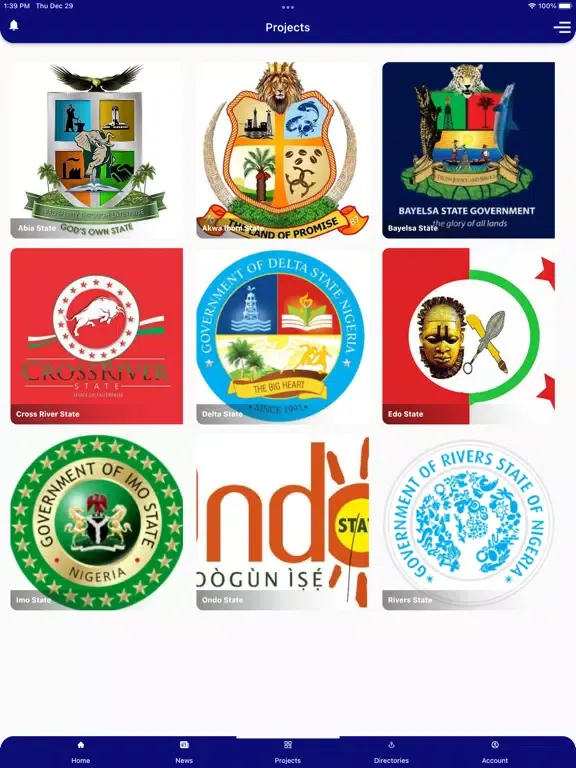 Tangkapan skrin Niger Delta Reporters iPad 