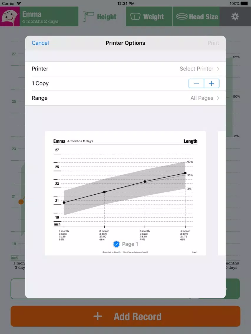 Growth+ (Child Growth Charts) iPad  Screenshots