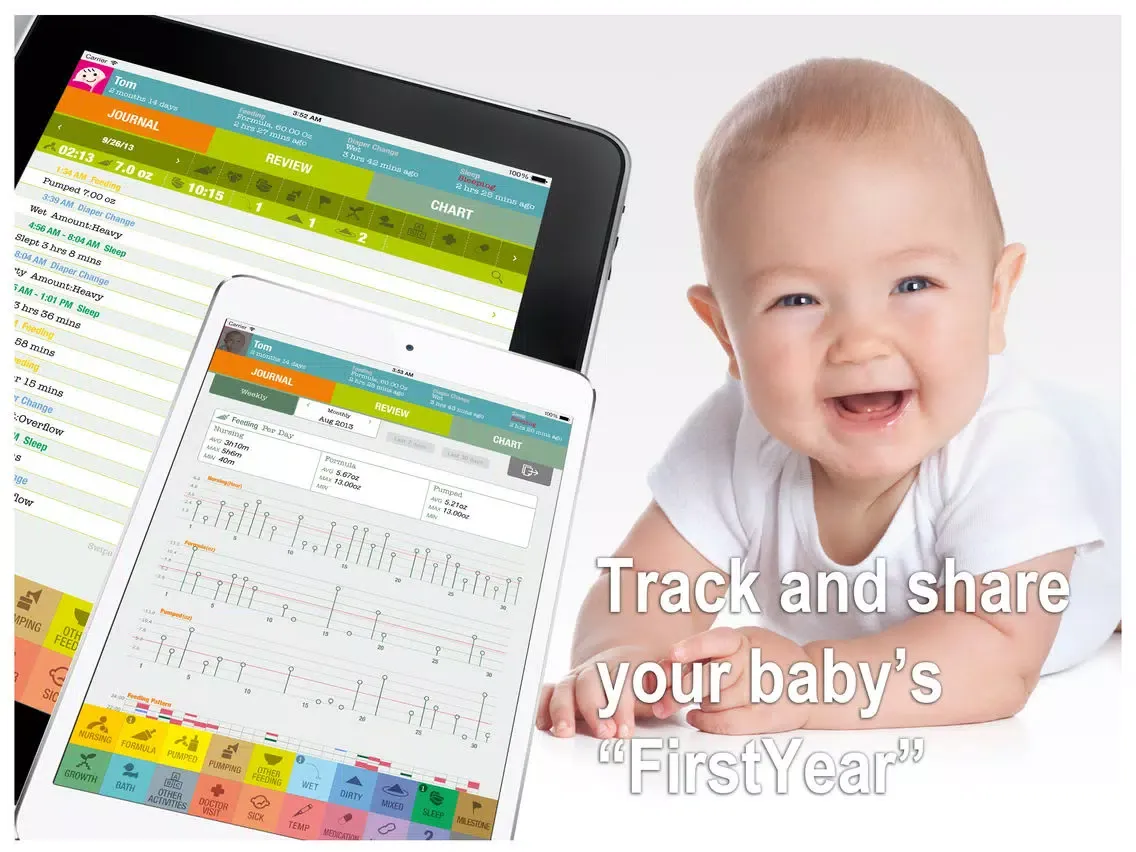 FirstYear Pro - Baby feeding timer, sleep, diaper log iPad 应用截图