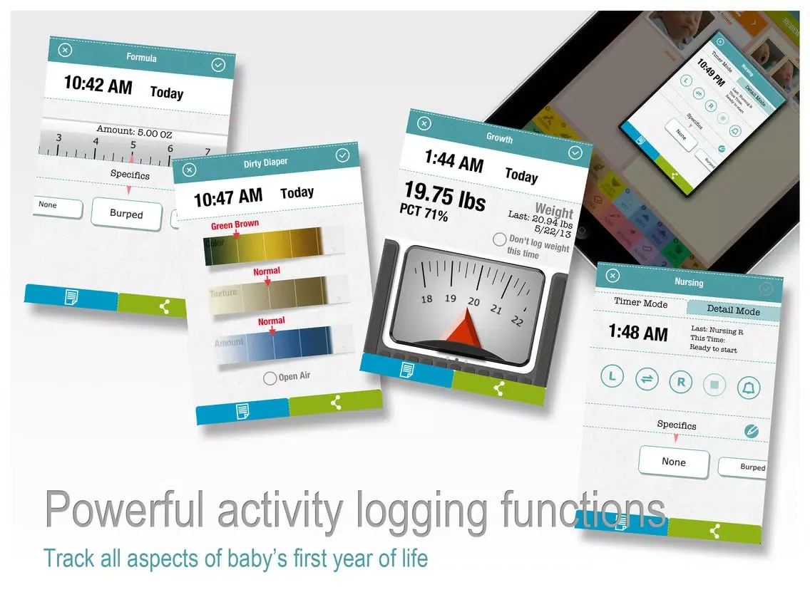 FirstYear Pro - Baby feeding timer, sleep, diaper log iPad 应用截图