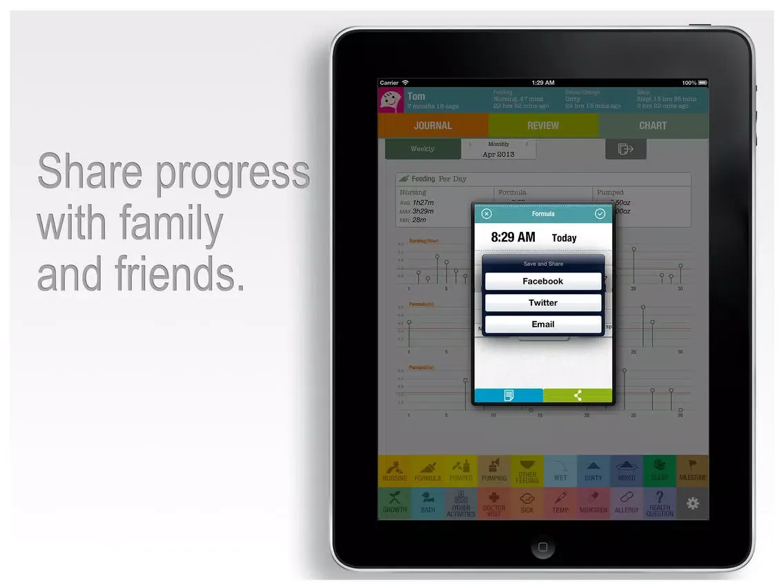FirstYear Pro - Baby feeding timer, sleep, diaper log iPad 应用截图