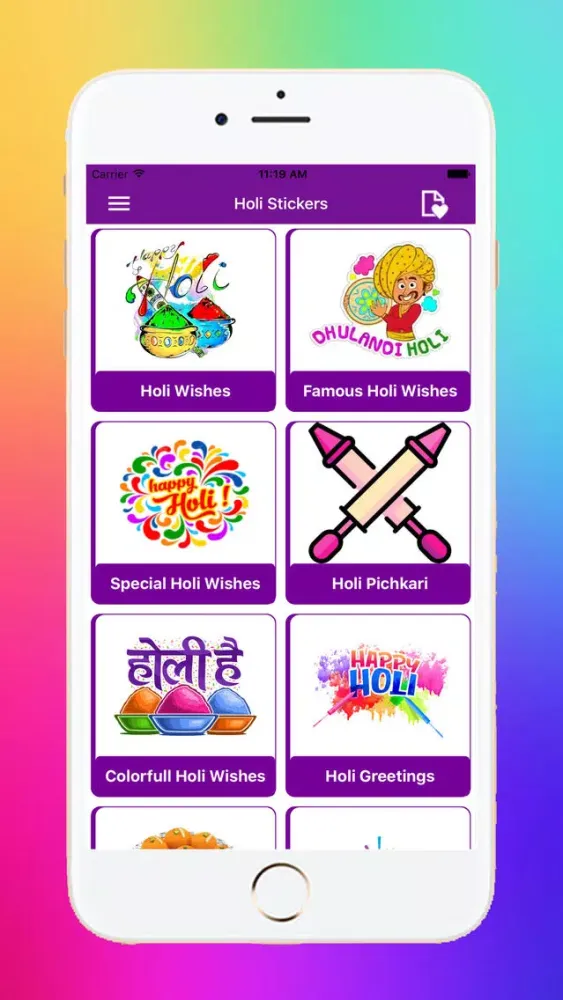 Ảnh chụp màn hình của Holi Stickers