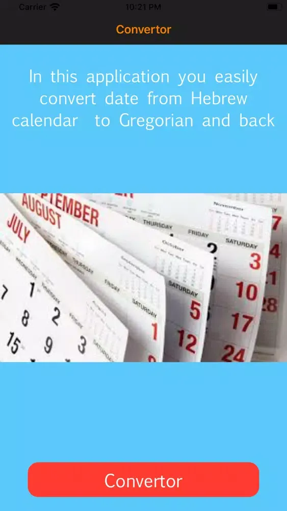 Zrzuty ekranu Hebrew and Gregorian calendar