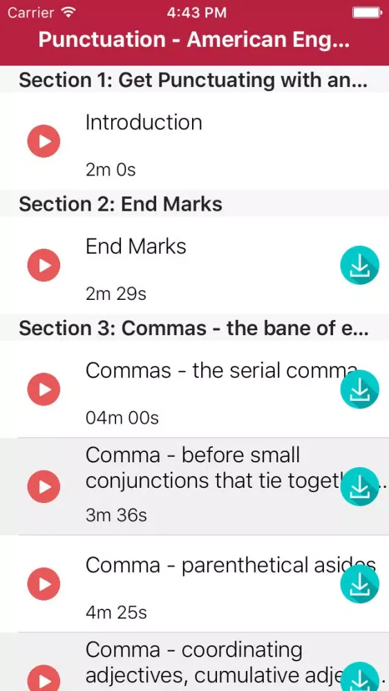 ภาพหน้าจอของ Punctuation - American English