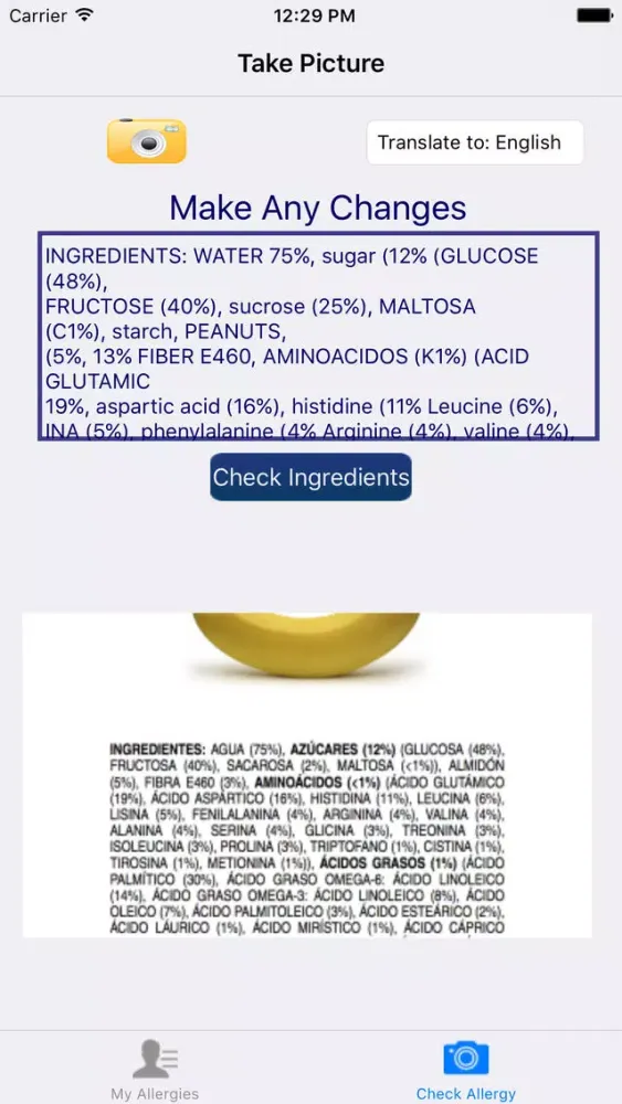 Tangkapan layar Food Allergy Snapper