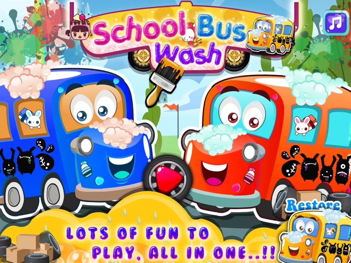 صور Kids School Bus Washing spa games iPad 