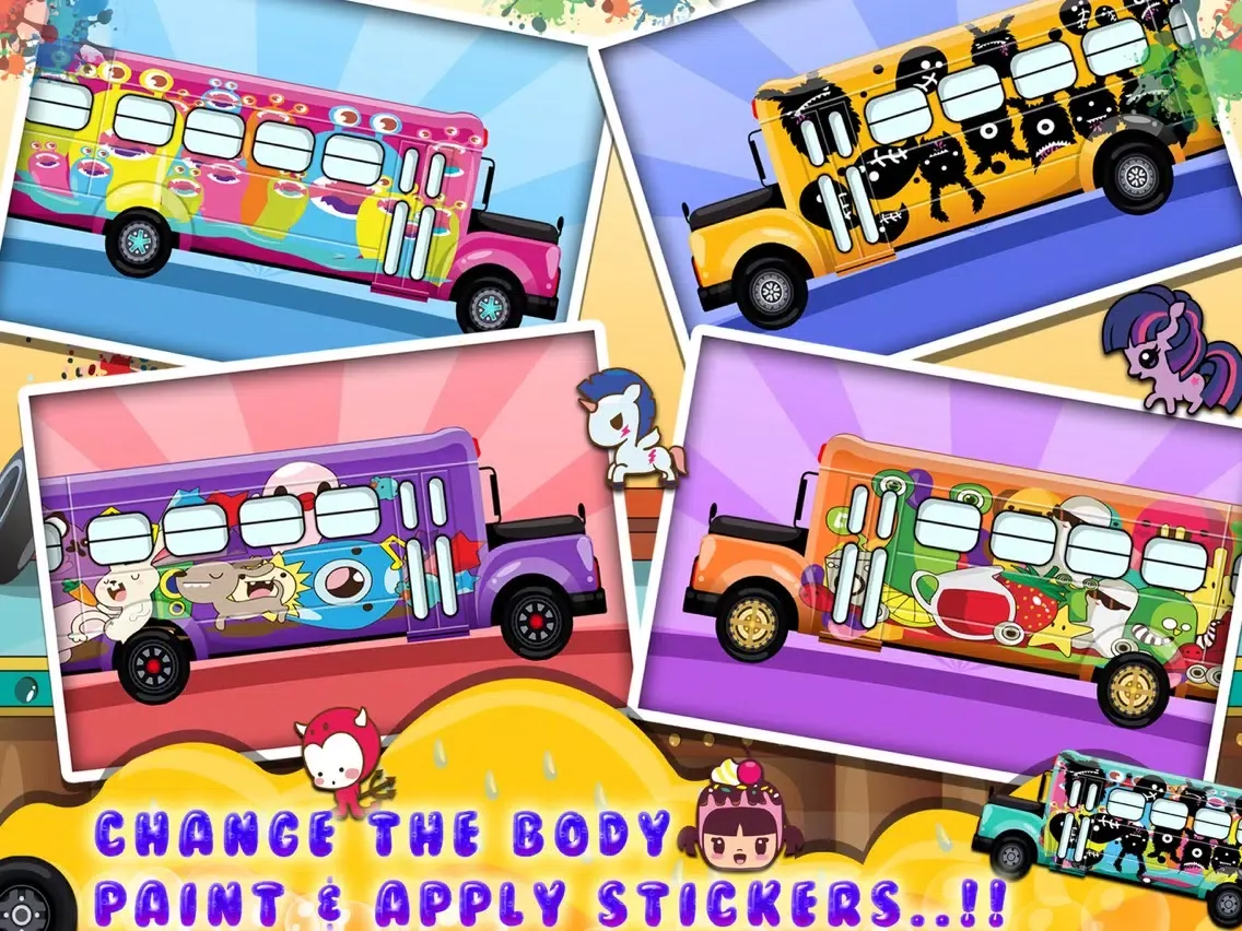 صور Kids School Bus Washing spa games iPad 